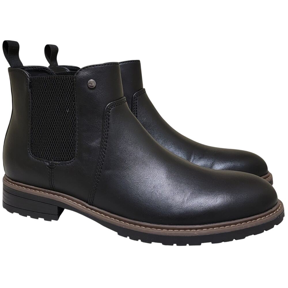 Tommy Hilfiger Men Roklan Chelsea Ankle Boots Size US 9M Black Faux Leather